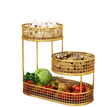 Μεταλλικό ράφι κουζίνας για φρούτα, κρεμμύδια, σκόρδο και τζίντζερ στον πάγκο – χωρίς εγκατάσταση, πολυχρηστικός οργανωτής