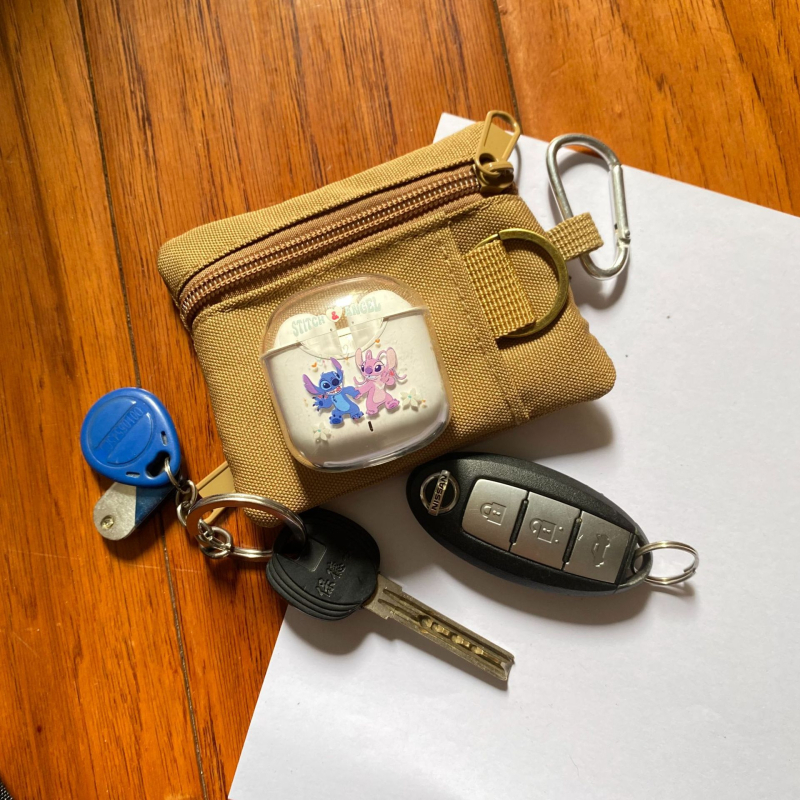 Oksfordo audinio monetų piniginė, unisex mini daugiakomponentė piniginė su ausinėmis, kortelėmis ir raktų kišais, 1 sulankstymas, ultralengva