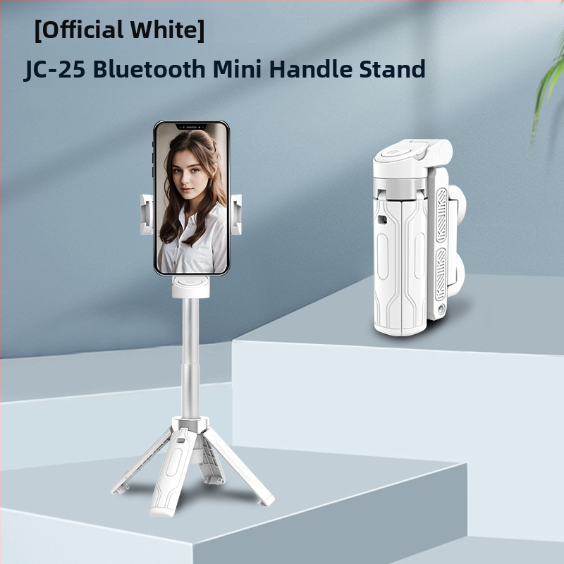 Mini Bluetooth selfiestiks telefonom ar četrkājīgu statīvu, teleskopisks, attēla stabilizācija, iebūvēts apgaismojums, materiāls alumīnija sakausējums + ABS