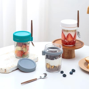 Стъклена чаша за напитки с дръжка и лъжичка, обем 350 мл, сода-лайм стъкло, печатано лого