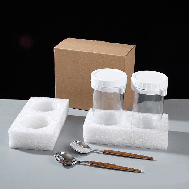 Стъклена чаша за напитки с дръжка и лъжичка, обем 350 мл, сода-лайм стъкло, печатано лого