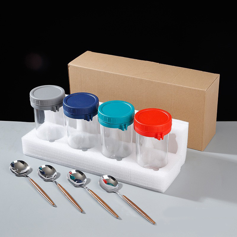 Стъклена чаша за напитки с дръжка и лъжичка, обем 350 мл, сода-лайм стъкло, печатано лого