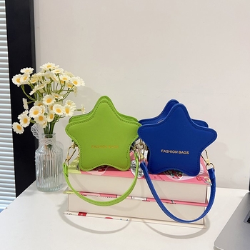 Τσαντάκι ώμου με αστέρι, PU υλικό, ελαφρύ, παιδικό και χαριτωμένο στυλ, γεωμετρικό μοτίβο, κατάλληλο για μαθητές δημοτικού