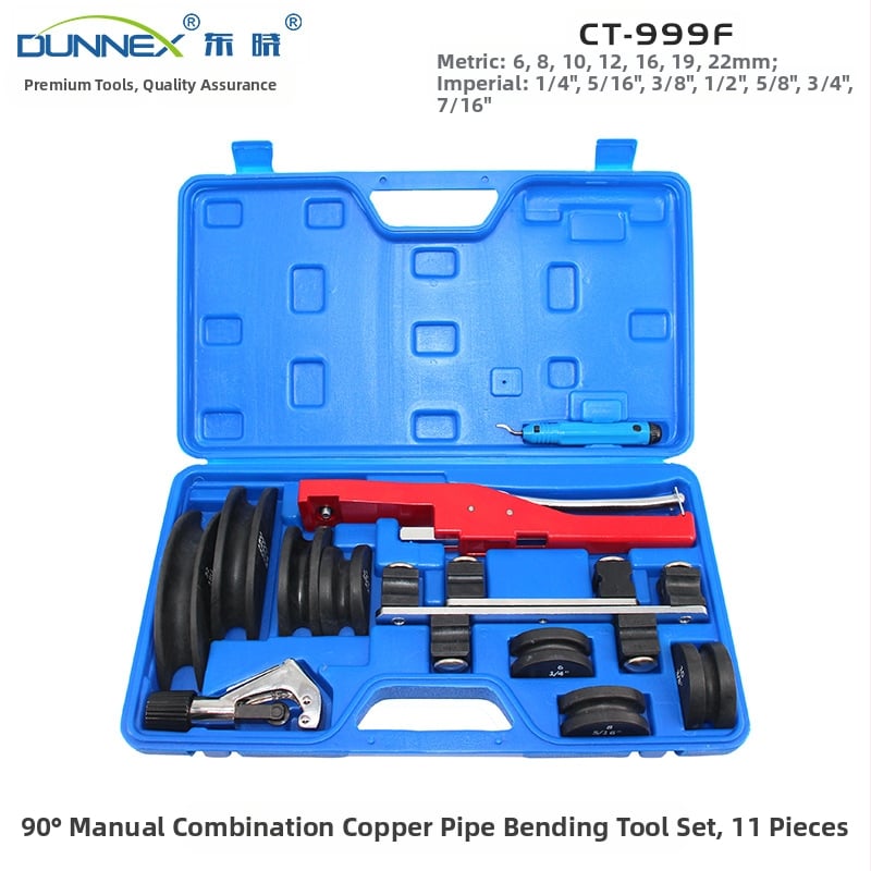 Сгъвач за тръби, диапазон на огъване 6–22 мм, 90° завой, ръчно задвижване с ратчет, алуминиева сплав + инженерна пластмаса, персонализиране на обработката