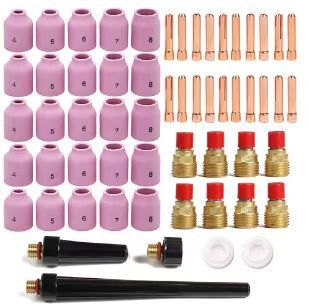 Willishi set dodatnih dijelova za argonsko lukovno zavarivanje, 58 dijelova, kompatibilan s WP9/WP200/WP25, visokotemperaturna staklena čašica