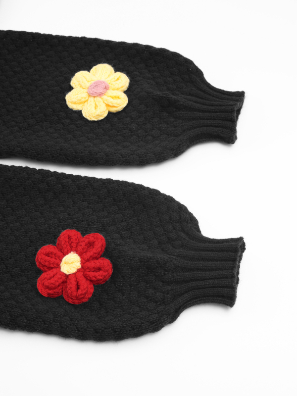 Γυναικείο cardigan-pullover με φλοράλ Jacquard πλέξη, παχιά ακρυλική πλέξη, V-λαιμό, μακριά μανίκια, άνετη γραμμή