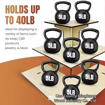 Φορητός ξύλινος εκθεσιακός σταθμός με τρία επίπεδα για σνακ και αγαθά – επιτραπέζιο ράφι έκθεσης