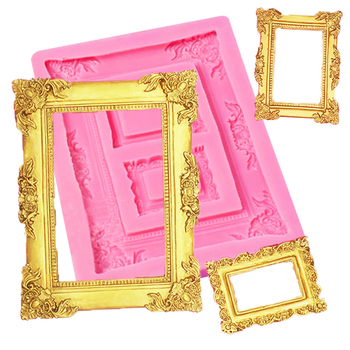 Silicone mold for vintage photo frame and mirror frame – tortų dekoravimui fondantui, šokoladui ir molio masei; forma: reguliarus daugianamis; pakuotė: 1 vnt