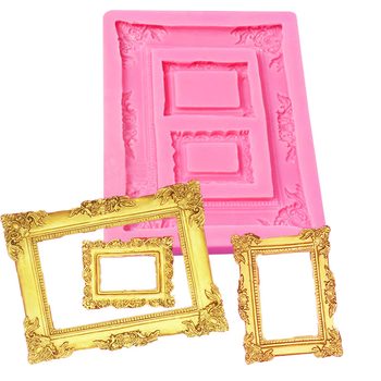 Silicone mold for vintage photo frame and mirror frame – tortų dekoravimui fondantui, šokoladui ir molio masei; forma: reguliarus daugianamis; pakuotė: 1 vnt