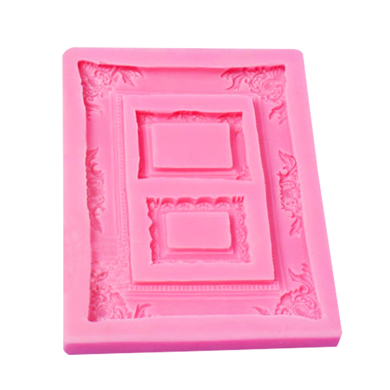 Silicone mold for vintage photo frame and mirror frame – tortų dekoravimui fondantui, šokoladui ir molio masei; forma: reguliarus daugianamis; pakuotė: 1 vnt