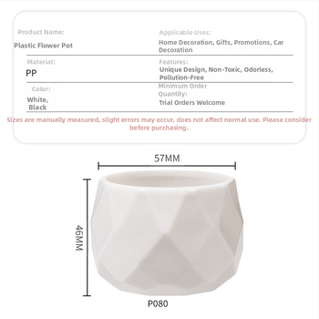 Plastikinis gėlių vazonas su injekciniu liejimu, skirtas staliniam naudojimui, paprastas stilius, tinkama biurui ir namų dekorui.