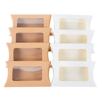 Κουτί από Kraft χαρτί με παράθυρο σε μορφή μαξιλαριού – συσκευασία δώρων και τροφίμων, μοντέλο 11, προέλευση Yiwu