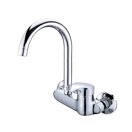 Вграден стенен месингов смесител за топла и студена вода, за кухненска мивка и пералня, въртящ се, керамичен клапан