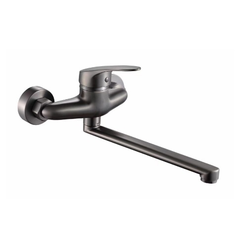 Вграден стенен месингов смесител за топла и студена вода, за кухненска мивка и пералня, въртящ се, керамичен клапан