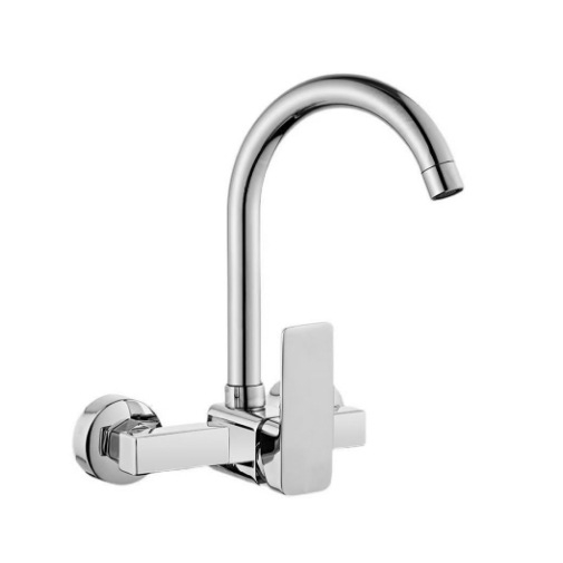 Вграден стенен месингов смесител за топла и студена вода, за кухненска мивка и пералня, въртящ се, керамичен клапан