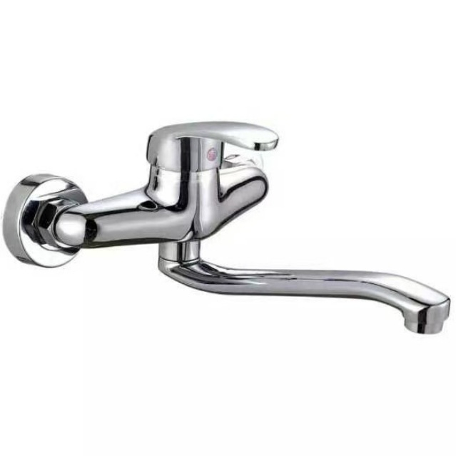 Вграден стенен месингов смесител за топла и студена вода, за кухненска мивка и пералня, въртящ се, керамичен клапан