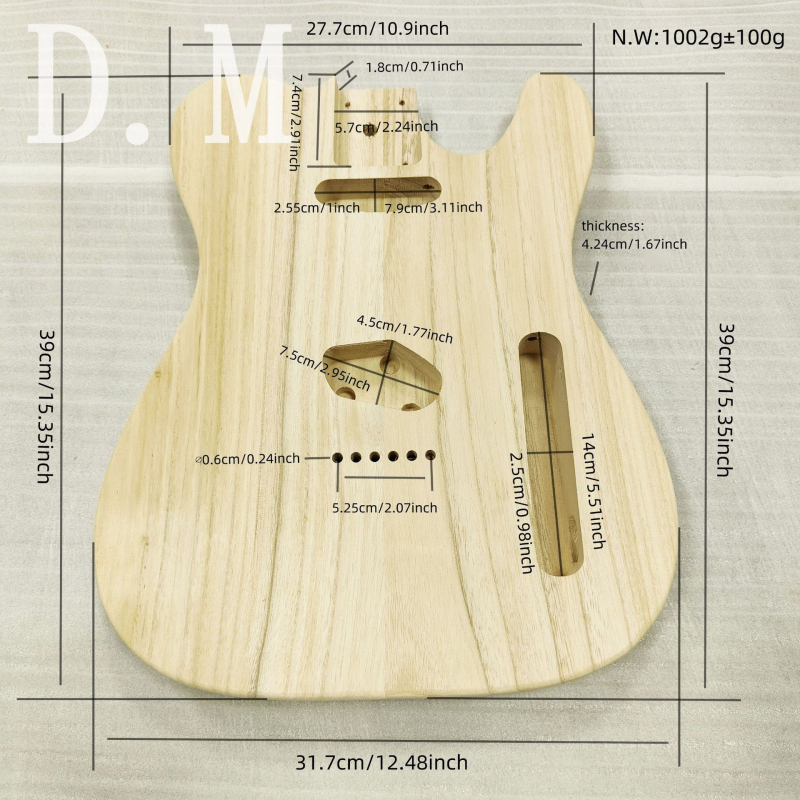 Σώμα ηλεκτρικής κιθάρας TL-3 — Παουλονία, Μοντέλο 111, Συσκευασία σε χαρτόκουτο, DIY μοτίβο ψεκασμού