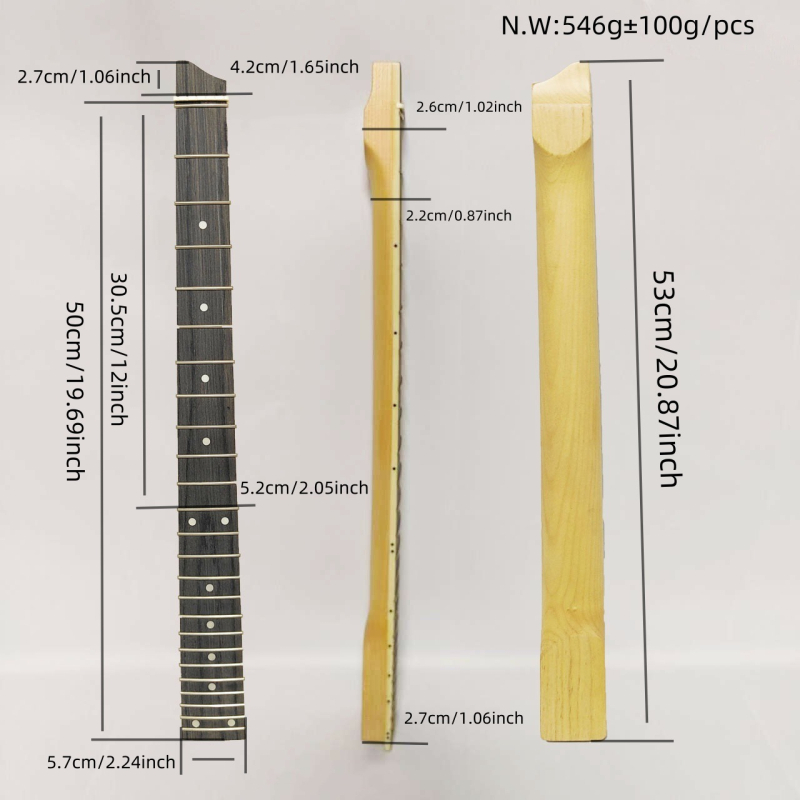 Гриф за електрическа китара: кленов гриф с палисандрова фретборд, модел 164, опаковка хартиена кутия, марка Neutral