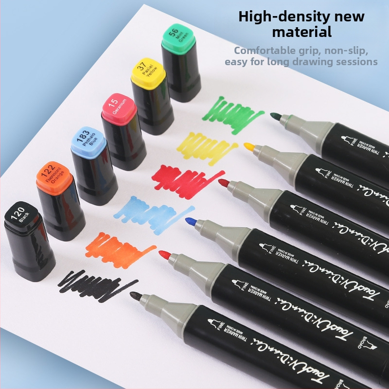 Touch dviejų galų žymeklių rinkinys: alkoholio pagrindo greitai džiūstantys dažai ir aliejaus pagrindo dažai, akvarelės efektai vaikams