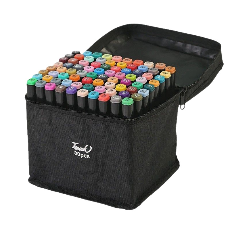 Touch dviejų galų žymeklių rinkinys: alkoholio pagrindo greitai džiūstantys dažai ir aliejaus pagrindo dažai, akvarelės efektai vaikams