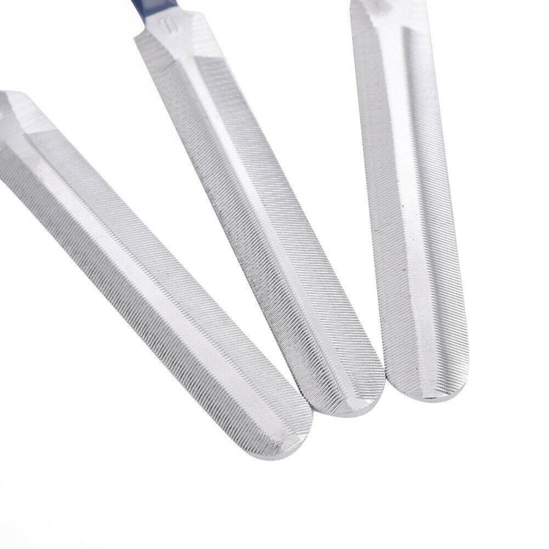 3 dalių rinkinys gitaros šlifavimo failams – nerūdijančio plieno; skirtas elektrinėms, akustinėms gitaroms ir bosui – įrankiai remontui