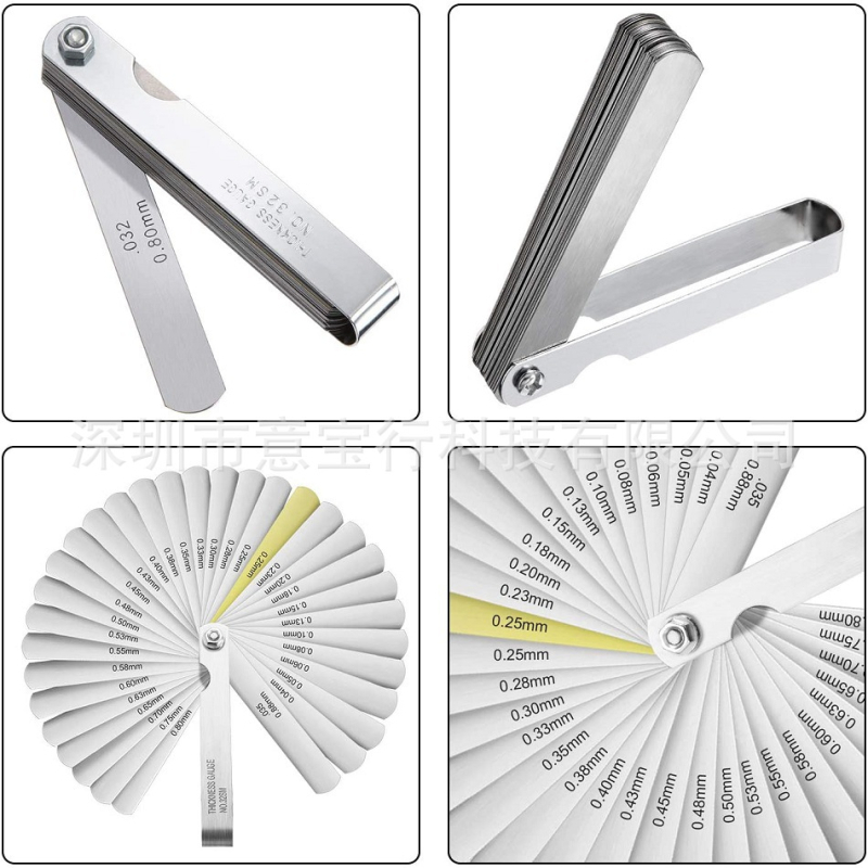 Комплект за ремонт на китара, 15 части: измервател за височина на струните, измервател на пролука, Т-образна линейка, карта за радиуса на грифа