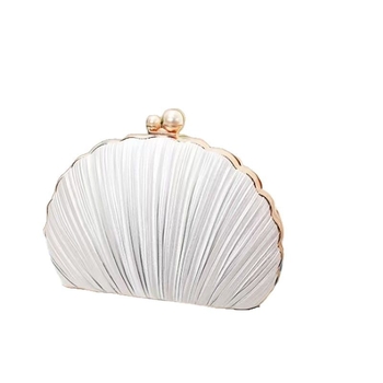 Клатч чанта с форма на черупка, прегънат дизайн, изкуствен коприна, сатенена подплата, твърд корпус
