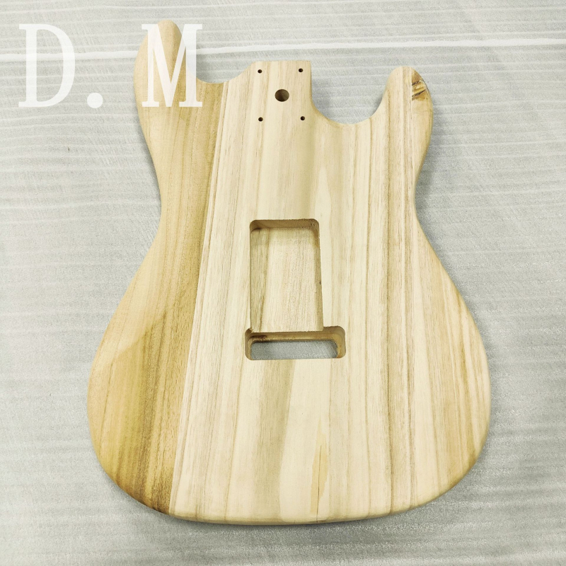 Σώμα ηλεκτρικής κιθάρας ST για αριστερόχειρες, μοντέλο 107, ξύλο παουλόβνια, DIY τροποποιήσιμο μοτίβο βαφής, συσκευασία χαρτόκουτο