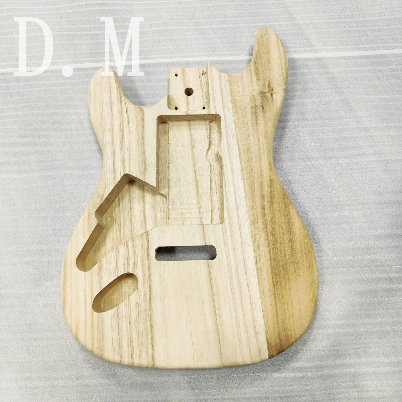 Σώμα ηλεκτρικής κιθάρας ST για αριστερόχειρες, μοντέλο 107, ξύλο παουλόβνια, DIY τροποποιήσιμο μοτίβο βαφής, συσκευασία χαρτόκουτο