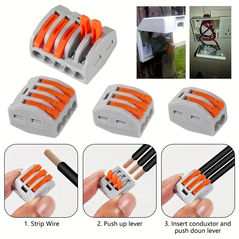 PCT serijos greitasis jungiklis laidams, DIY, 28-12 AWG, CE sertifikatas