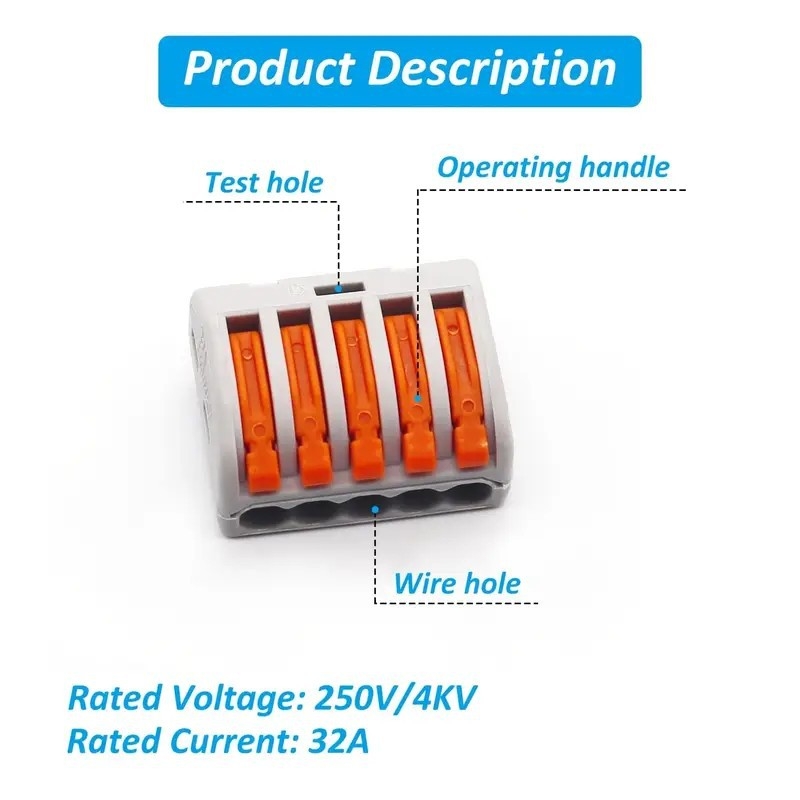 PCT serijos greitasis jungiklis laidams, DIY, 28-12 AWG, CE sertifikatas