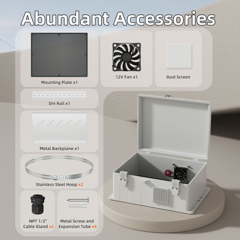 Išorinis vandeniui atsparus plastikinis skirstymo dėžė su vyrių dangčiu, ABS korpusas, IP65 apsauga