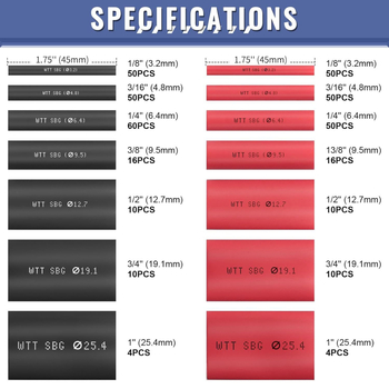 3:1 термоусвиваеми тръби, двойна стена, комплект 400 броя, PE топло-лепило, -55°C до 125°C