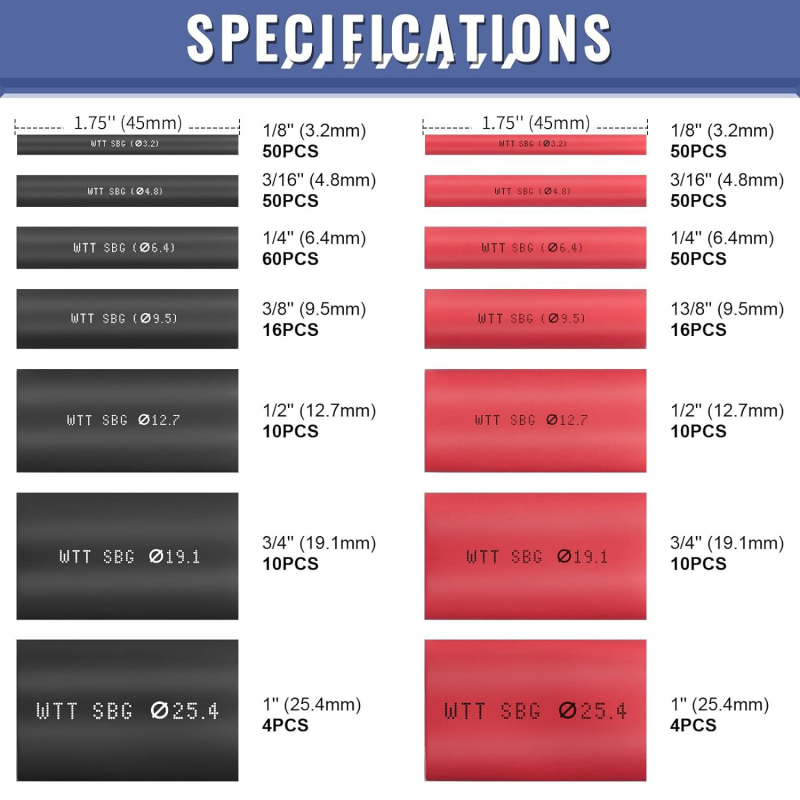 3:1 термоусвиваеми тръби, двойна стена, комплект 400 броя, PE топло-лепило, -55°C до 125°C