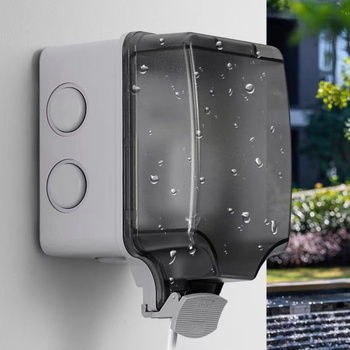 IP66 lauko kištukų dėžė su 86 tipo jungiklio plokštele, 1-2 kištukų lizdai, 220V, 16A, PC korpusas