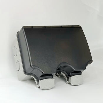 IP66 lauko kištukų dėžė su 86 tipo jungiklio plokštele, 1-2 kištukų lizdai, 220V, 16A, PC korpusas