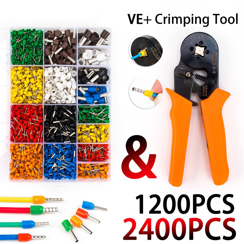 Set terminálov crimp typu s rúrkou, 1200 ks, v krabici, SHENGDAXING, model 1200PCs terminal, pre elektrické rozvody