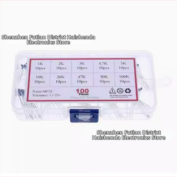 MF52 NTC термистор, глава за измерване, отрицателен температурен коефициент, 1 kΩ–100 kΩ, 100 бр., смесени спецификации