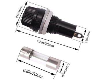 Държач за предпазители, панелен монтаж, за 5×20 мм стъклени тръбни предпазители, AC250V, 10A/15A