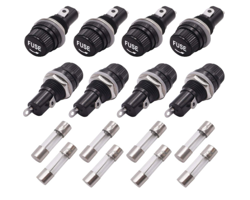 Държач за предпазители, панелен монтаж, за 5×20 мм стъклени тръбни предпазители, AC250V, 10A/15A