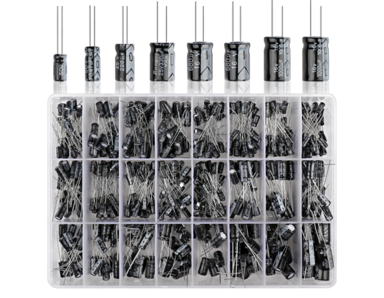500 броя електролитни кондензатори комплект, DIP корпус, 0,1–1000µF, 10–50V, толеранс ±10%