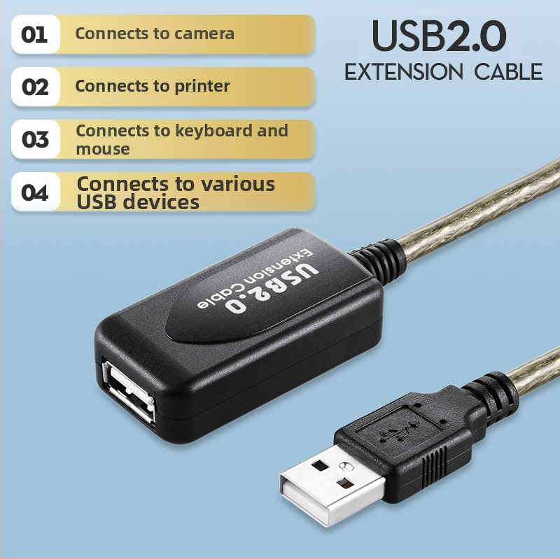 USB удължителен кабел, конектор USB A мъжки към USB A женски, медна сърцевина, медни кабели, съвместим с различни компютри, тегло 0.7 кг