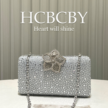 Βραδινή τσάντα με κρύσταλλα, τετράγωνου σχήματος, κλείσιμο με κλειδαριά, πολυεστερική κατασκευή