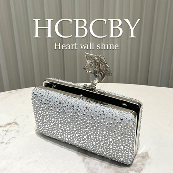 Βραδινή τσάντα με κρύσταλλα, τετράγωνου σχήματος, κλείσιμο με κλειδαριά, πολυεστερική κατασκευή