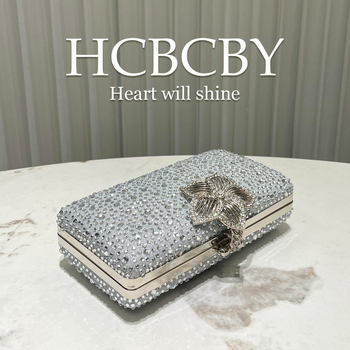 Βραδινή τσάντα με κρύσταλλα, τετράγωνου σχήματος, κλείσιμο με κλειδαριά, πολυεστερική κατασκευή