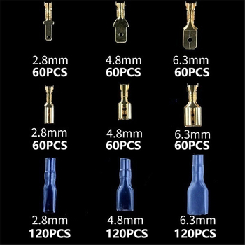 Saint-Daxing Crimp Terminal, plug-in τύπος, 2.8/4.8/6.3, Χαλκός με επίστρωση κασσίτερου, 720 τεμάχια ανά κουτί, Ηλεκτρικές εφαρμογές