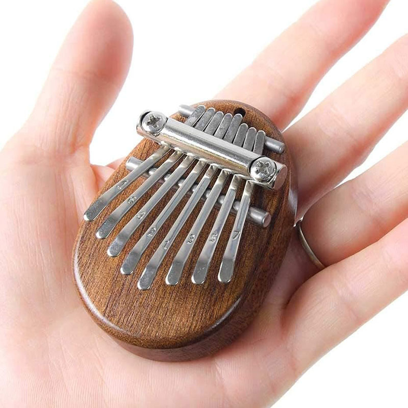 Mini Kalimba palčani klavir, drvena, 8-tonska, 8 rupa, obojena površina, drveni poklopac