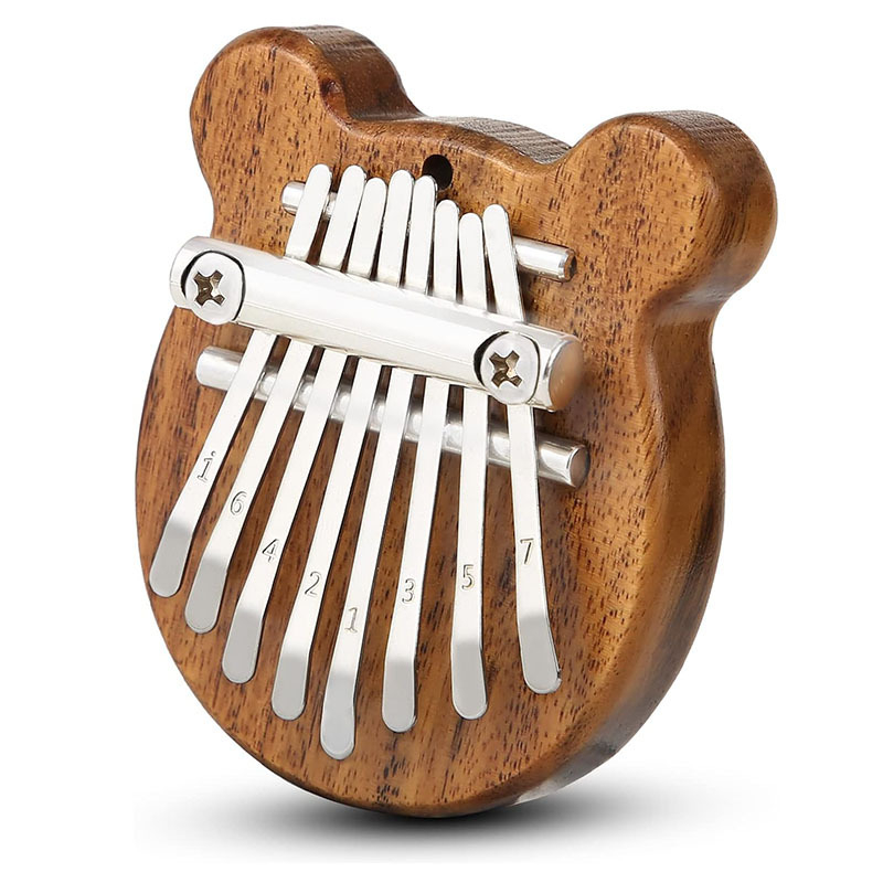 Mini Kalimba palčani klavir, drvena, 8-tonska, 8 rupa, obojena površina, drveni poklopac