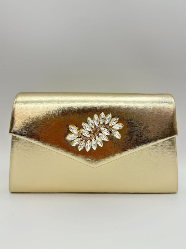 Вечерна клъч чанта PU – хоризонтална квадратна форма, магнитно закопчаване, вътрешен джоб за мобилен телефон, полиестрова подплата