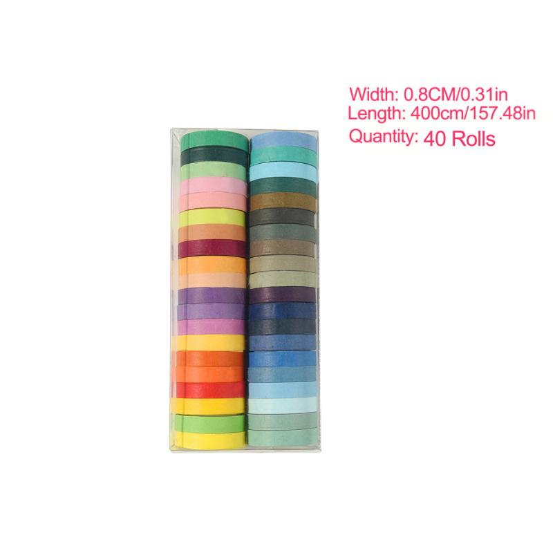 Washi juostelių rinkinys dienoraščiui ir scrapbookingui — 40/60 ritinių, popierinė bazė, tipas: Washi